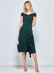 Jolie Moi Green Desiree Frill Fit & Flare Dress - Image 5 of 5