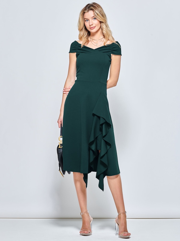 Jolie Moi Green Desiree Frill Fit & Flare Dress - Image 5 of 5 Jolie Moi Green Desiree Frill Fit & Flare Dress - Image 5 of 5