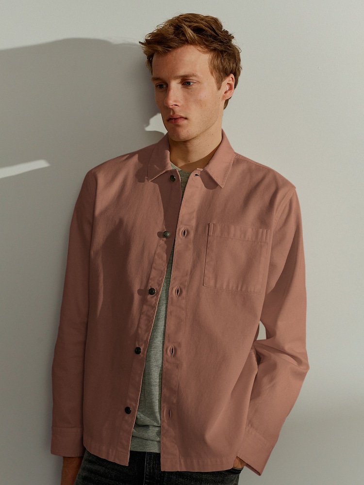 Brown Twill Single Pocket Shacket Overshirt - Image 1 of 8