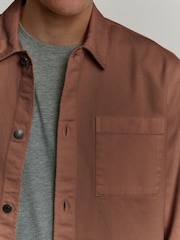 Brown Twill Single Pocket Shacket Overshirt - Image 4 of 8