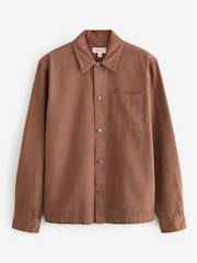 Brown Twill Single Pocket Shacket Overshirt - Image 6 of 8