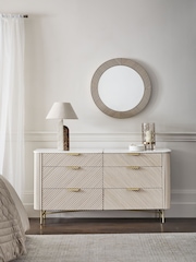 Light Grey Valencia Marble and Mango Wood 6 Drawer Wide Chest of Drawers - Image 1 of 10
