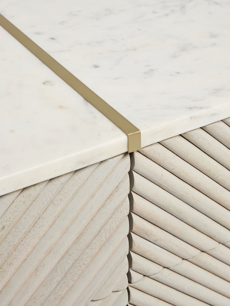 Light Grey Valencia Marble and Mango Wood 6 Drawer Wide Chest of Drawers - Image 10 of 10