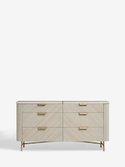 Light Grey Valencia Marble and Mango Wood 6 Drawer Wide Chest of Drawers - Image 4 of 10