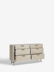 Light Grey Valencia Marble and Mango Wood 6 Drawer Wide Chest of Drawers - Image 6 of 10