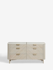 Light Grey Valencia Marble and Mango Wood 6 Drawer Wide Chest of Drawers - Image 7 of 10