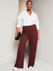 Lipsy Berry Red Curve High Waist Wide Leg Tailored Trousers - Image 3 of 4
