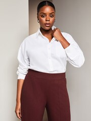 Lipsy Berry Red Curve High Waist Wide Leg Tailored Trousers - Image 4 of 4