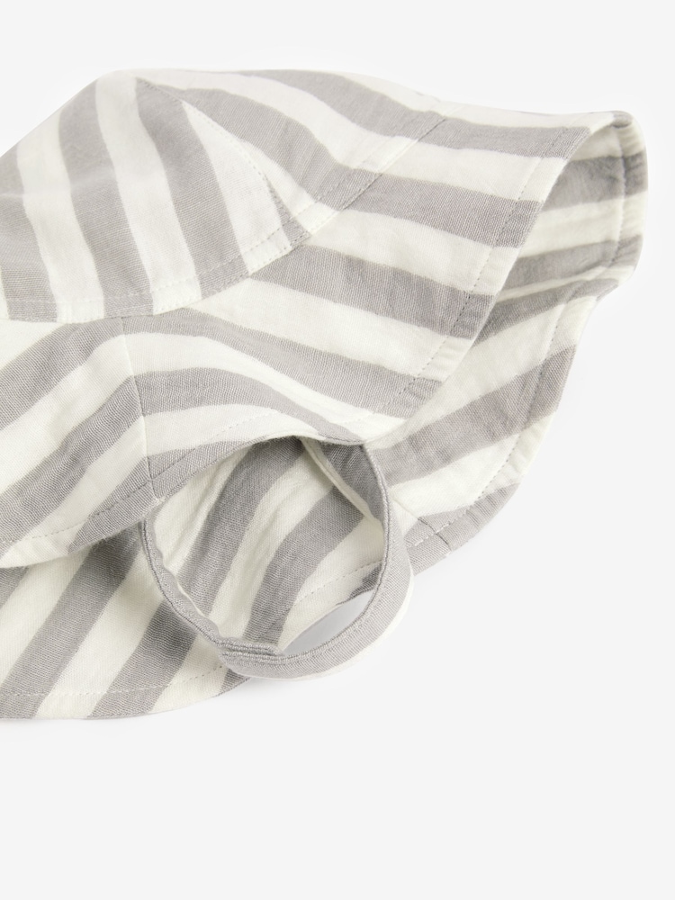 Grey Wide Brim Stripe Baby Hat - Image 2 of 2