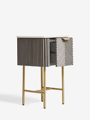 Dark Grey Valencia Marble and Mango Wood 1 Drawer Slim Bedside Table - Image 8 of 10