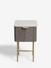 Dark Grey Valencia Marble and Mango Wood 1 Drawer Slim Bedside Table - Image 9 of 10