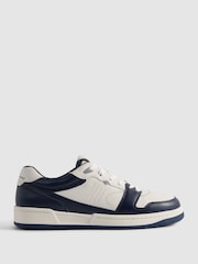 Reiss Navy/White Astor Leather Lace-Up Trainers - Image 1 of 5