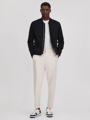 Reiss Navy/White Astor Leather Lace-Up Trainers - Image 2 of 5