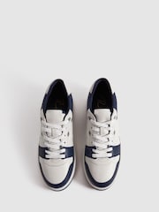 Reiss Navy/White Astor Leather Lace-Up Trainers - Image 3 of 5