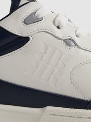 Reiss Navy/White Astor Leather Lace-Up Trainers - Image 5 of 5