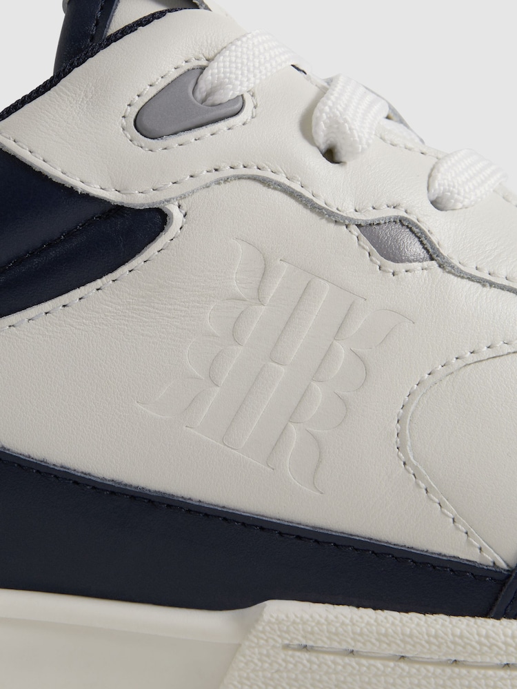 Reiss Navy/White Astor Leather Lace-Up Trainers - Image 5 of 5