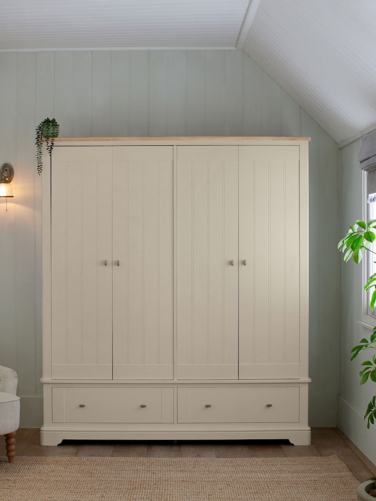 Stone Hampton Painted Oak 4 door, 2 drawers Wardrobe - Image 1 of 6