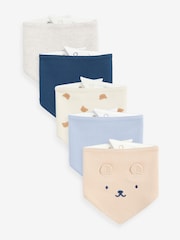 Marine/Hellbrauner Bär - Babylätzchen aus 100 % Baumwolle, 5er-Pack - Bild 1 von 7