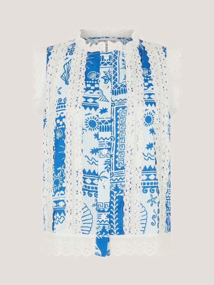 Monsoon Blue Soleil Print Tank Top - Image 1 of 1