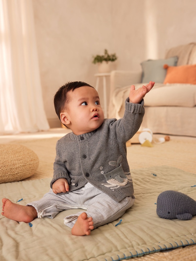 Grey Whale Baby 100% Cotton Cardigan (0mths-2yrs) - Image 2 of 10