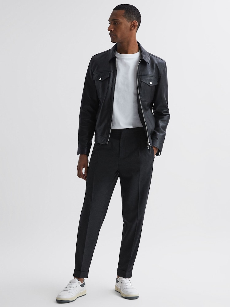 Reiss White Astor Leather Lace-Up Trainers - Image 2 of 5 Reiss White Astor Leather Lace-Up Trainers - Image 2 of 5