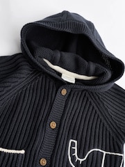 Navy Elephant Embroidered Baby 100% Cotton Knitted Cardigan (0mths-2yrs) - Image 4 of 8
