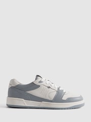 Reiss White/Blue Astor Leather Lace-Up Trainers - Image 1 of 5