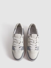 Reiss White/Blue Astor Leather Lace-Up Trainers - Image 3 of 5