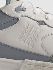 Reiss White/Blue Astor Leather Lace-Up Trainers - Image 5 of 5