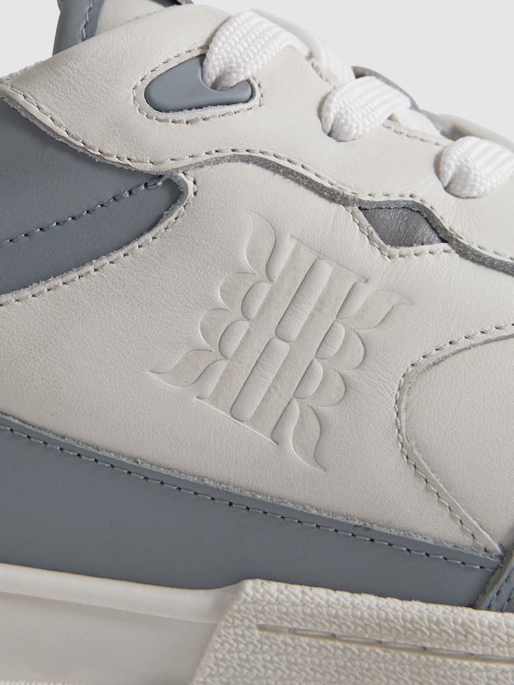 Reiss White/Blue Astor Leather Lace-Up Trainers - Image 5 of 5