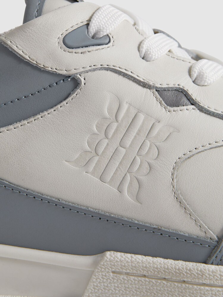 Reiss White/Blue Astor Leather Lace-Up Trainers - Image 5 of 5 Reiss White/Blue Astor Leather Lace-Up Trainers - Image 5 of 5