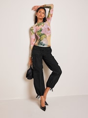 Camille Pissaro Floral License Long Sleeve Mesh Top - Image 2 of 6