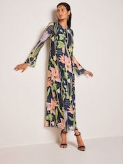 Navy Blue Floral The Fitzwilliam Museum Nicolas Robert Mesh Maxi Dress - Image 3 of 6