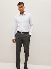 White Regular Fit Trimmed Easy Care Long Sleeve Double Cuff Shirt - Image 2 of 8
