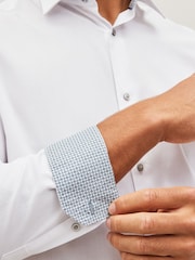 White Regular Fit Trimmed Easy Care Long Sleeve Double Cuff Shirt - Image 4 of 8