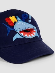 JoJo Maman Bébé Navy Shark Appliqué Cap - Image 2 of 6