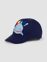 JoJo Maman Bébé Navy Shark Appliqué Cap - Image 3 of 6