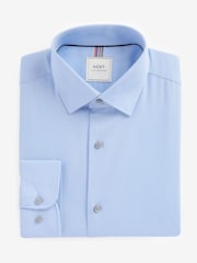 Bleu - Ajustement régulier - Chemise élégante texturée facile d’entretien à poignets simples - Image 7 of 10