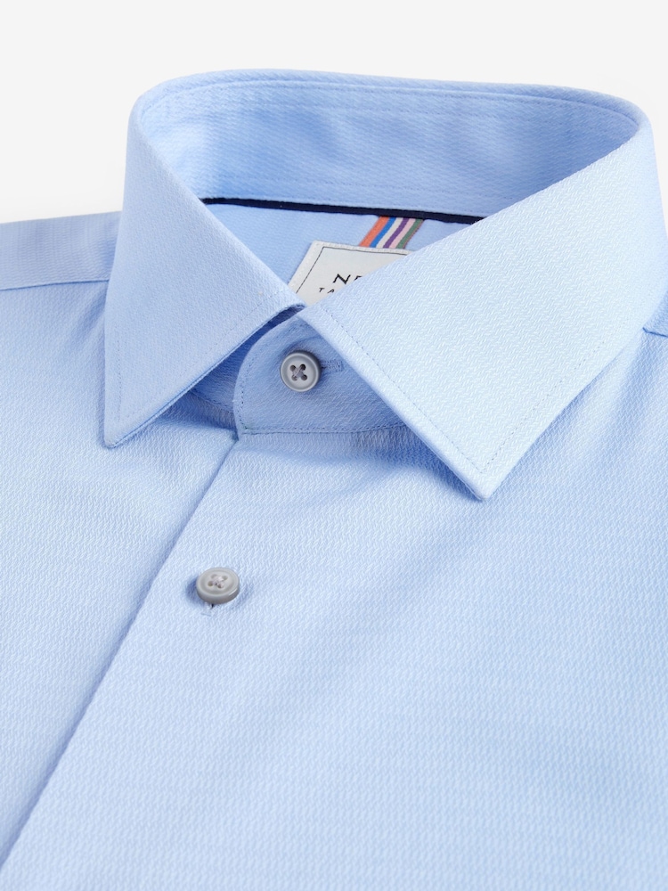 Bleu - Ajustement régulier - Chemise élégante texturée facile d’entretien à poignets simples - Image 8 of 10