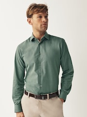 Green Regular Fit Trimmed Easy Care Single Cuff Oxford Shirt - Image 2 of 10