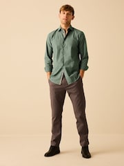 Green Regular Fit Trimmed Easy Care Single Cuff Oxford Shirt - Image 3 of 10