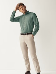 Green Regular Fit Trimmed Easy Care Single Cuff Oxford Shirt - Image 4 of 10