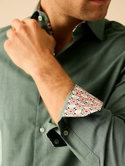 Green Regular Fit Trimmed Easy Care Single Cuff Oxford Shirt - Image 6 of 10