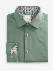Green Regular Fit Trimmed Easy Care Single Cuff Oxford Shirt - Image 8 of 10