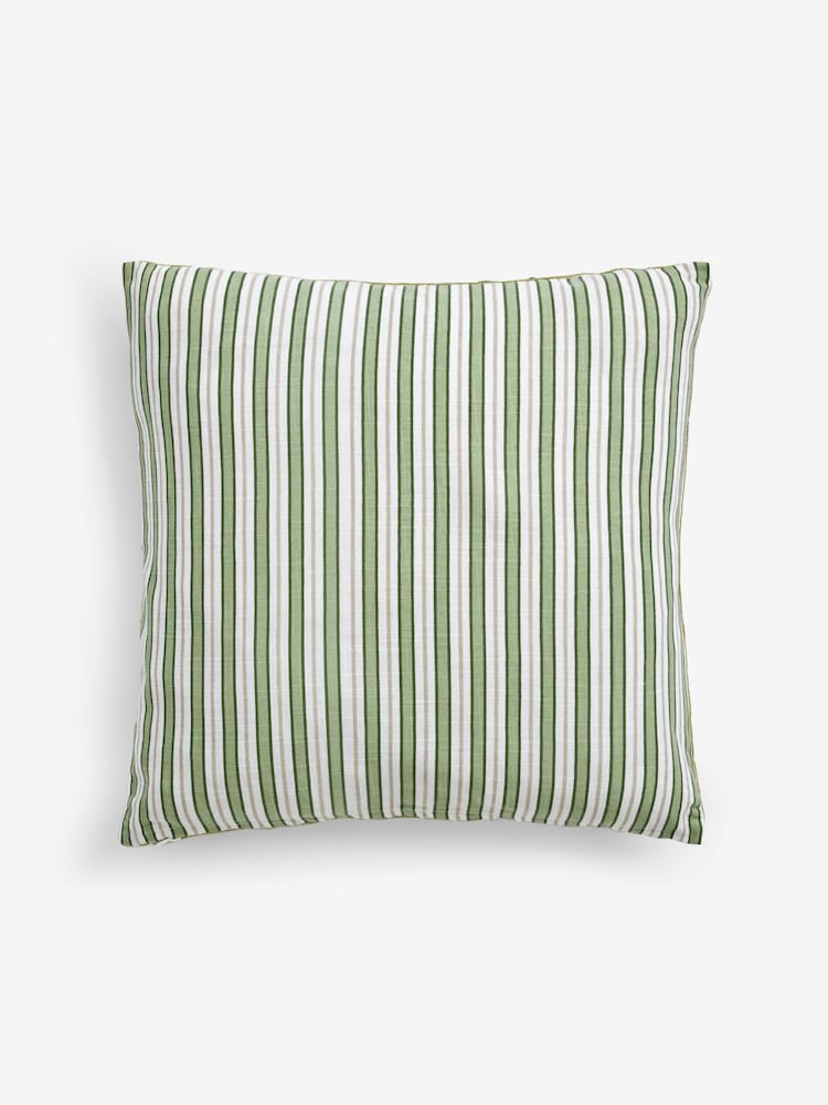 Nina Campbell Green Fergana Floral Embroidered Feather Filled Cushion - Image 3 of 5