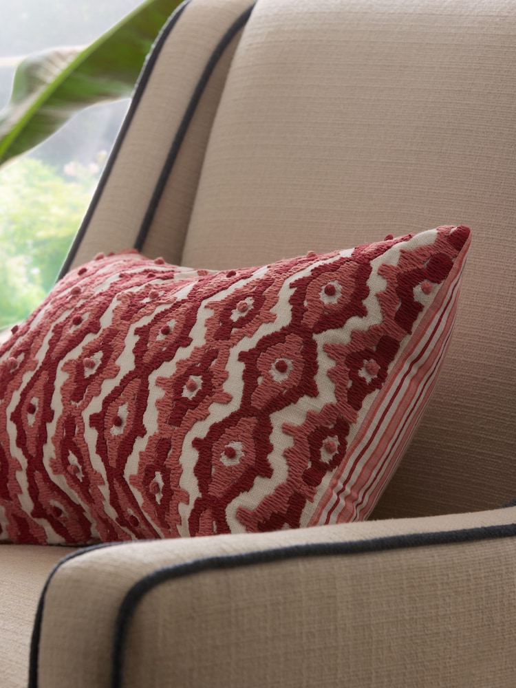 Nina Campbell Pink Marrakesh Embroidered Feather Filled Cushion - Image 3 of 6