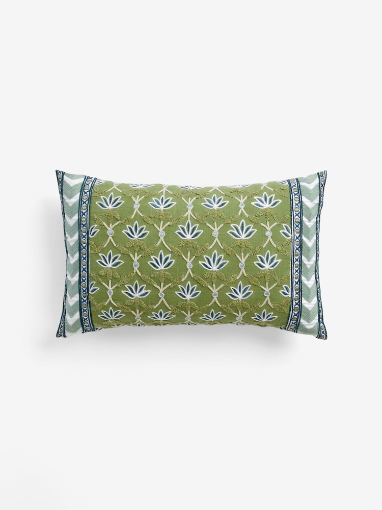 Buy Nina Campbell Green Lotus Trellis Embroidered Feather Filled