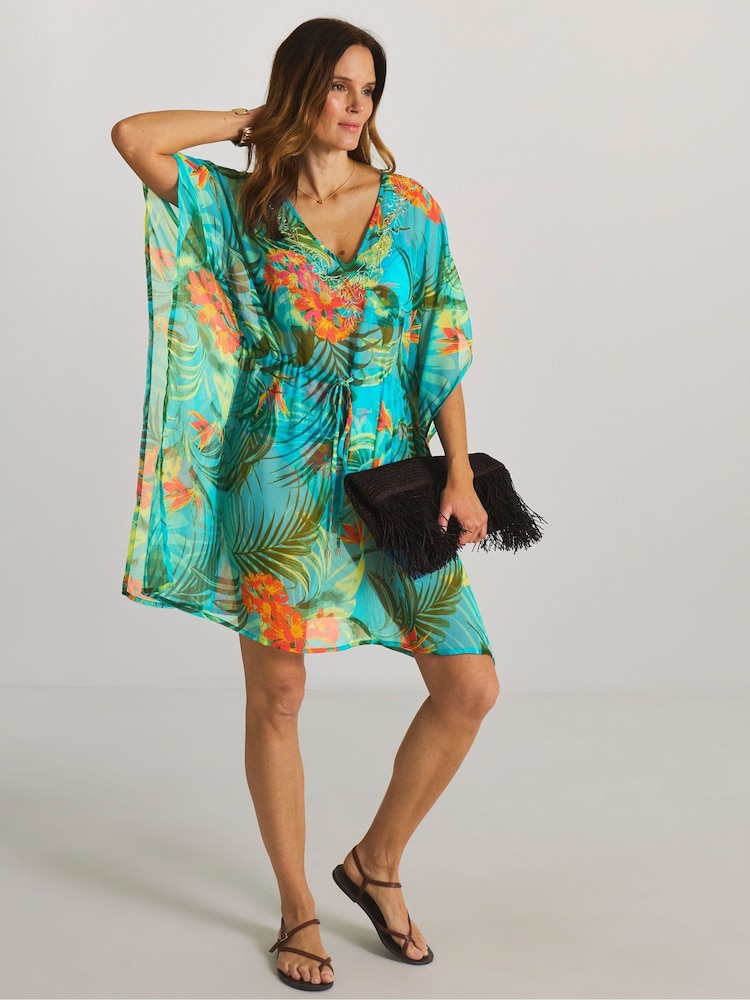 Simply Be Blue Magisculpt Embellished Kaftan - Image 1 of 4 Simply Be Blue Magisculpt Embellished Kaftan - Image 1 of 4