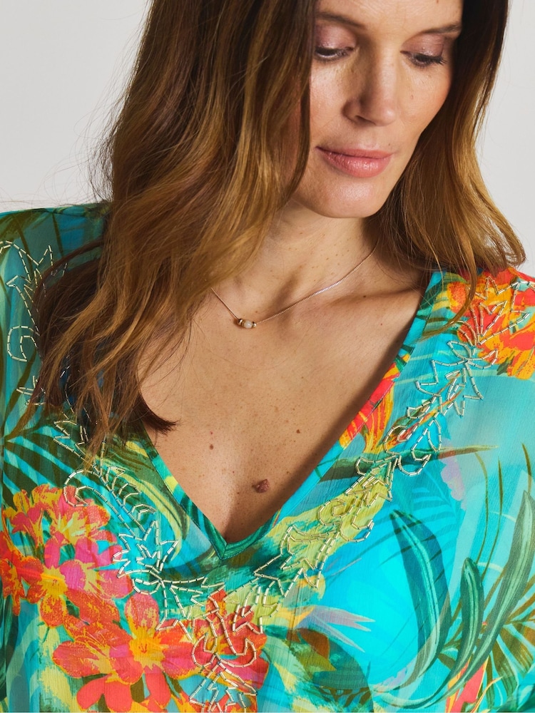 Simply Be Blue Magisculpt Embellished Kaftan - Image 4 of 4 Simply Be Blue Magisculpt Embellished Kaftan - Image 4 of 4