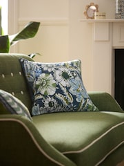 Nina Campbell Jardin Floral Velvet Embroidered Feather Filled Cushion - Изображение 2 из 7